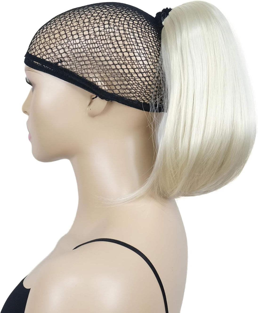 12" Straight Wavy Styled Clip in Claw Ponytail Hair Extension Synthetic Hairpiece (Pale Blonde)