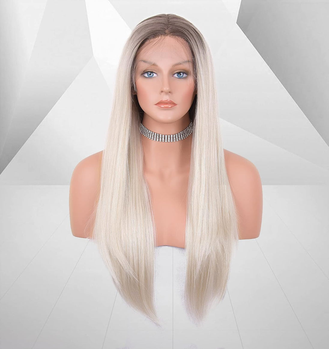 Glueless 613 Wigs Ombre Brown Platinum Blonde Wigs White Blonde Wigs Silky Straight Hair Synthetic 613 Wigs for Women -036-NEW
