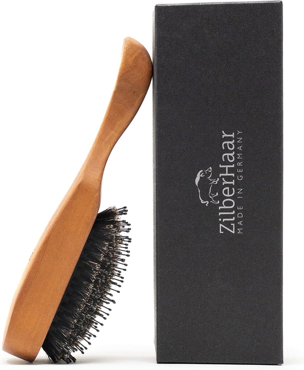 - Major Hair & Beard Brush for Thick Hair - Boar Bristles, Pearwood, Cushion & Nylon Pins - Detangling & Styling - Made in Germany