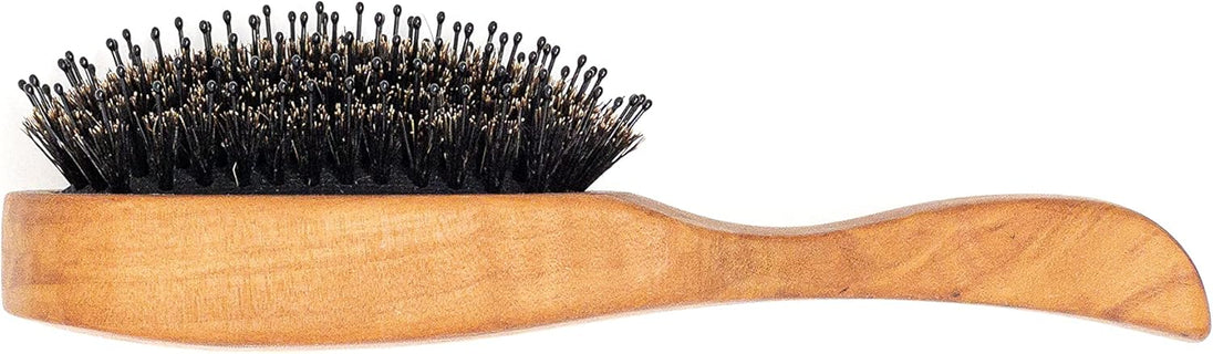 - Major Hair & Beard Brush for Thick Hair - Boar Bristles, Pearwood, Cushion & Nylon Pins - Detangling & Styling - Made in Germany