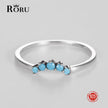 Simple Geometric Blue Zircon Ring S925 Sterling Silver Rings for Women Girls Female Stack-Ablewedding Engagement Gift