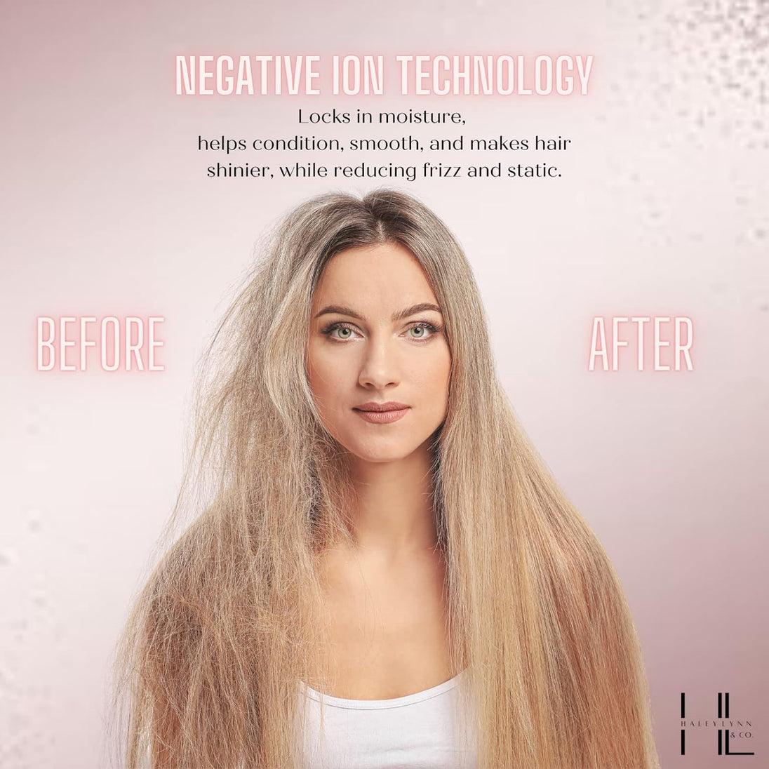 . Hot Air Blowout Brush All-In-One Hair Dryer Blower Volumizer Straightener Curler Professional Salon Negative Ion Technology Ceramic Coating Hot Air Brush for Fine to Thick Hair Brosse Sechoir Cheveux Rose Gold Cleaning Tool