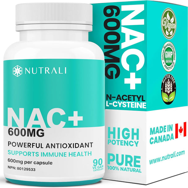 MAXIMUM POTENCY 600Mg NAC Capsules (N-Acetyl-L-Cysteine) Supplement, Powerful Antioxidant, Glutathione Support, Liver Support, Vegan, Gluten Free. 90 Easy to Swallow Capsules.