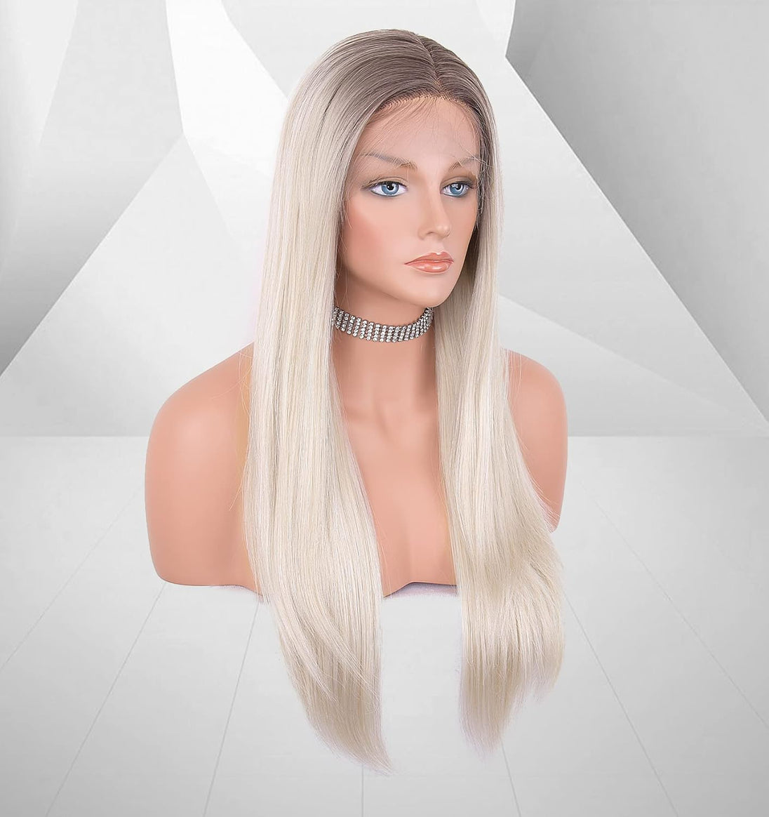 Glueless 613 Wigs Ombre Brown Platinum Blonde Wigs White Blonde Wigs Silky Straight Hair Synthetic 613 Wigs for Women -036-NEW