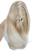 12" Straight Wavy Styled Clip in Claw Ponytail Hair Extension Synthetic Hairpiece (24BT613 Blonde Mix)
