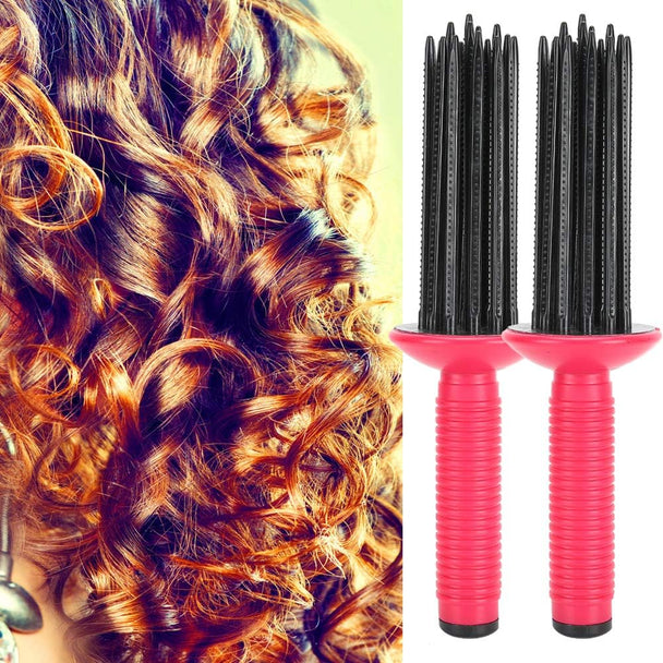 Curling Roll Comb Aubonacci Styler for Curly Hair Brush Curling Tool 2Pcs Hair Fluffy Curling Roll Comb Antislip Curling Wand Hairstyling Hair Curler Tools Curly Hair Styling Tools
