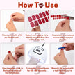22 PCS Semi Cured Gel Nail Strips Kit, Waterproof Gel Nail Stickers UV Light Required, DIY Short Nail Polish Strips, Self Adhesive Gel Nail Wraps with Nail File & Stick (Red)