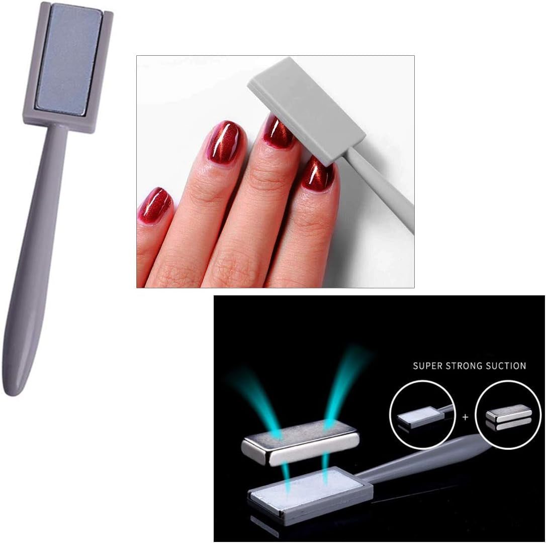 4Pcs Nail Magnet Tool Set,  Double Head Flower Design Nail Magnet Pen and Strong Magnet Stick Dotting Pens for DIY 3D Magnetic Cat Eye UV Gel Polish Nail Art