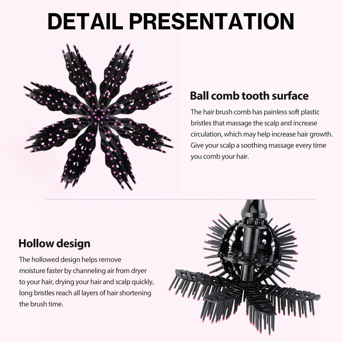 3D round Curl Hair Brushes,360° Spherical Shape Styling Hair Brush for Women Detangling Hairbrush Spherical Ball Brush Salon round Hair Curling Curler for Curly/Long/Wet/Dry Hair