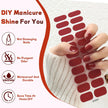 22 PCS Semi Cured Gel Nail Strips Kit, Waterproof Gel Nail Stickers UV Light Required, DIY Short Nail Polish Strips, Self Adhesive Gel Nail Wraps with Nail File & Stick (Red)