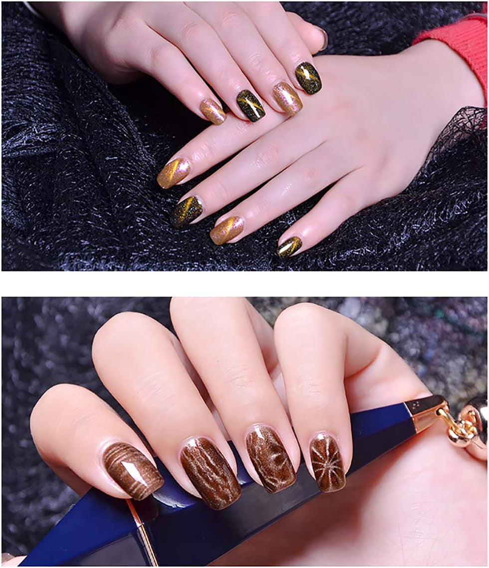 4Pcs Nail Magnet Tool Set,  Double Head Flower Design Nail Magnet Pen and Strong Magnet Stick Dotting Pens for DIY 3D Magnetic Cat Eye UV Gel Polish Nail Art