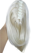 12" Straight Wavy Styled Clip in Claw Ponytail Hair Extension Synthetic Hairpiece (Pale Blonde)