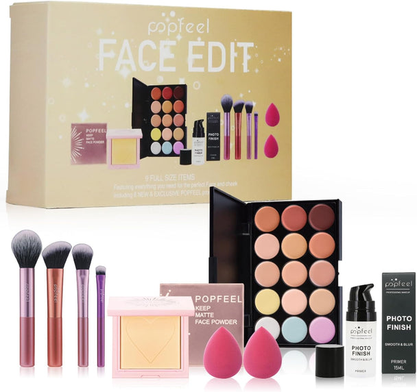 All-In-One Makeup Set Gift, Complete Beauty Makeup Cosmetic Set Include 15 Colors Concealer Palette, Face Powder, Makeup Primer, Makeup Brush, Makeup Spong, Makeup Sets for Girls Teenagers