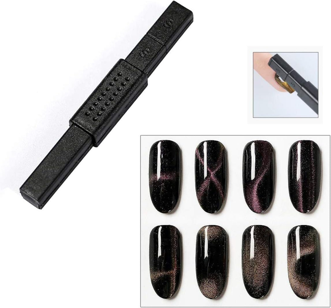 4Pcs Nail Magnet Tool Set,  Double Head Flower Design Nail Magnet Pen and Strong Magnet Stick Dotting Pens for DIY 3D Magnetic Cat Eye UV Gel Polish Nail Art
